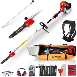 52cc Long Reach Petrol Pruner Saw, 1 Pole, Toolbag, Trim Trees with Precision
