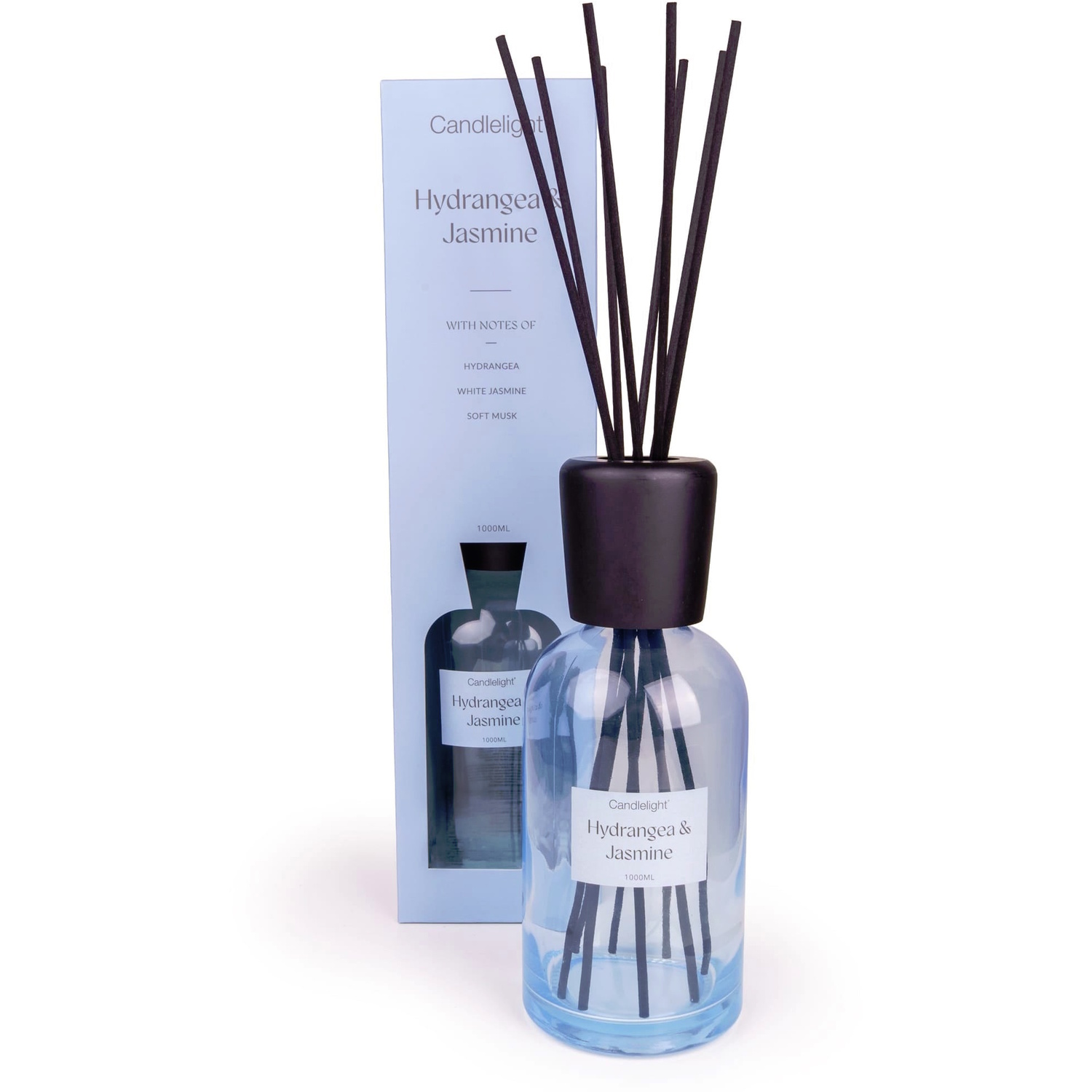 Candlelight Reed Diffuser 1000ml - Hydrangea & Jasmine in Baby Blue
