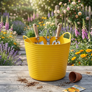 2 x 40L Flexible Yellow Plastic Storage Bucket for Garden, Home & DIY