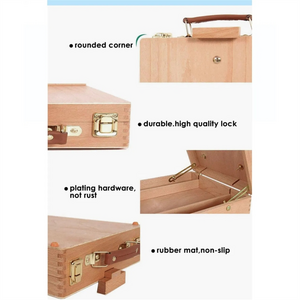 Beech Wood Table Top Adjustable Painting Tripod Easel with Storage Compartment
