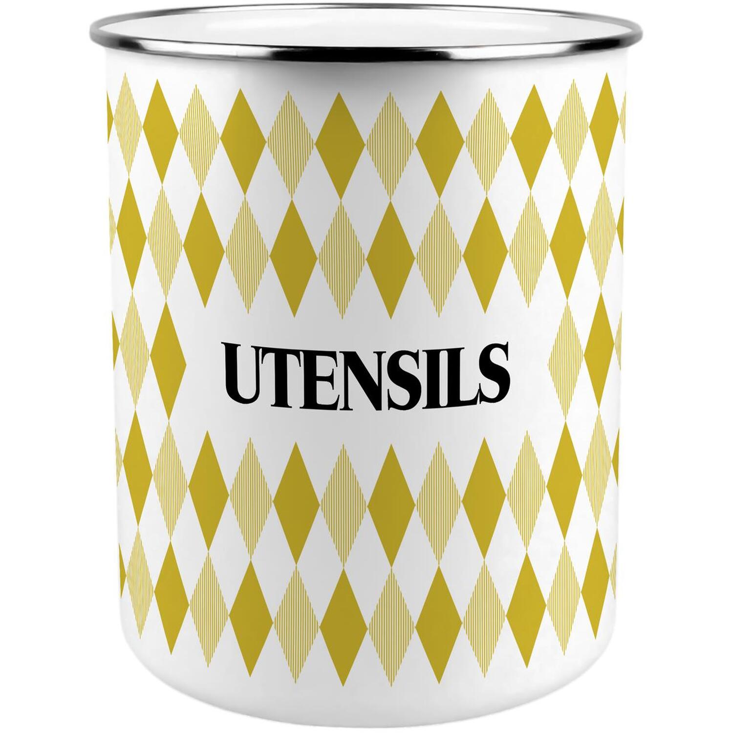 B&Q - Yellow Argyle Print Kitchen Utensil Holder - Image 2
