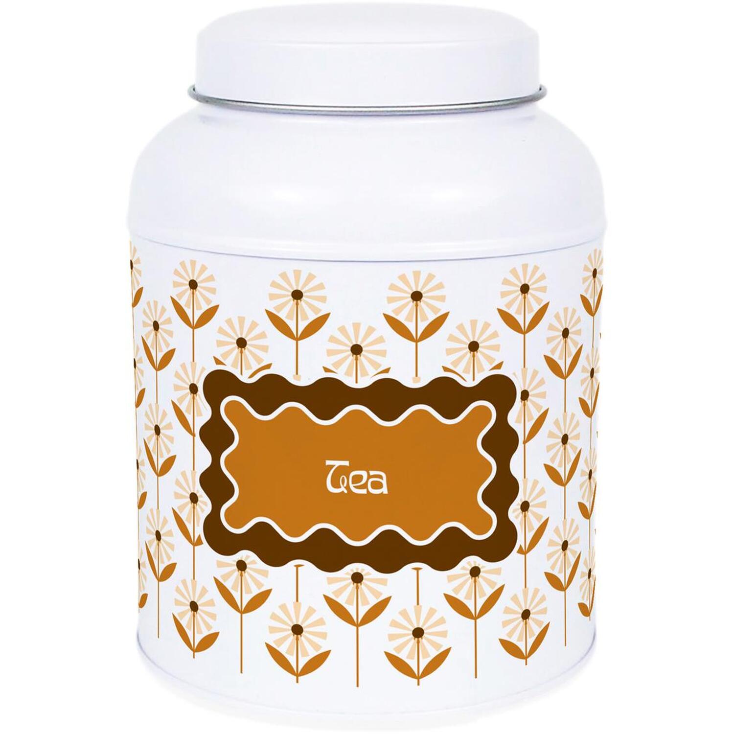 Purely Home Geometric Floral Storage Canister - Small Domed Lid Kitchen Hot Drinks Tin - Tea