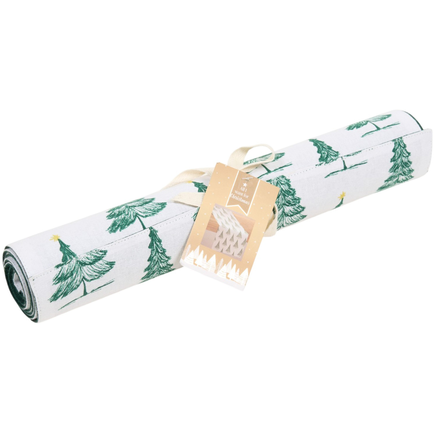 Wilko Christmas Trees Table Runner in Green for Festive Holiday Dining and Table Decor - Image 2