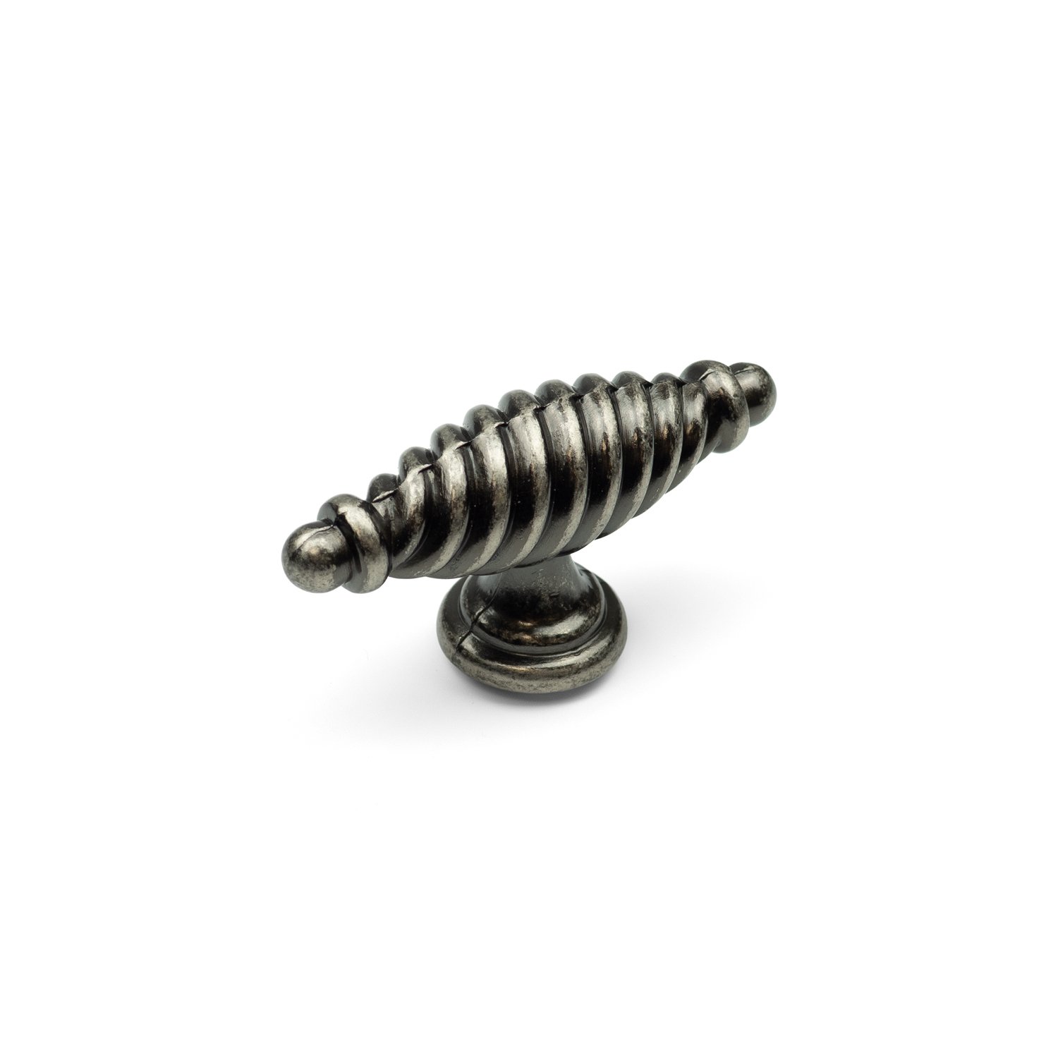 Handle & Home Traditional Antique Pewter Reeded Beehive D-Bar Handle And Coordinating Pull Knob - 32 X 65