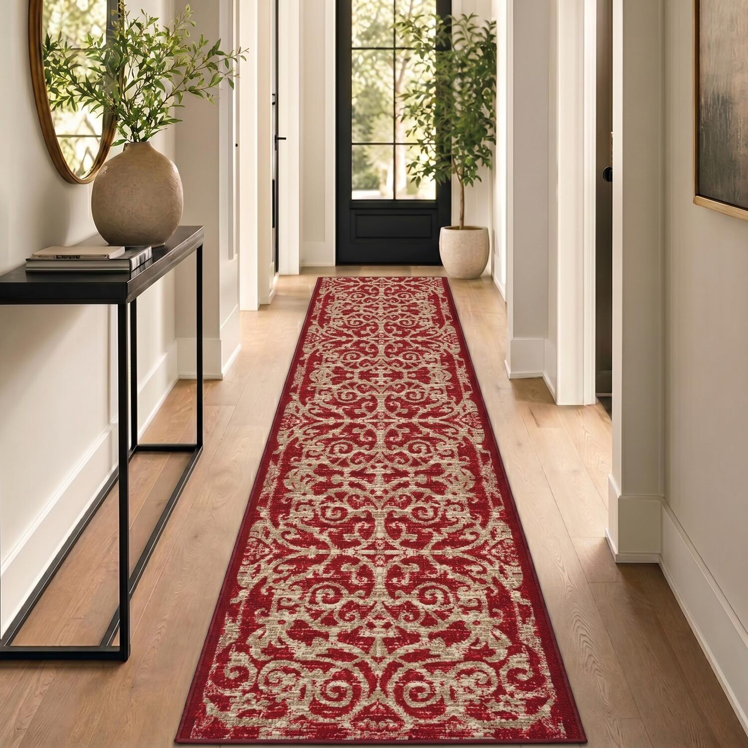 Bargainia Filigree Hallway Runner Non Slip Low Pile