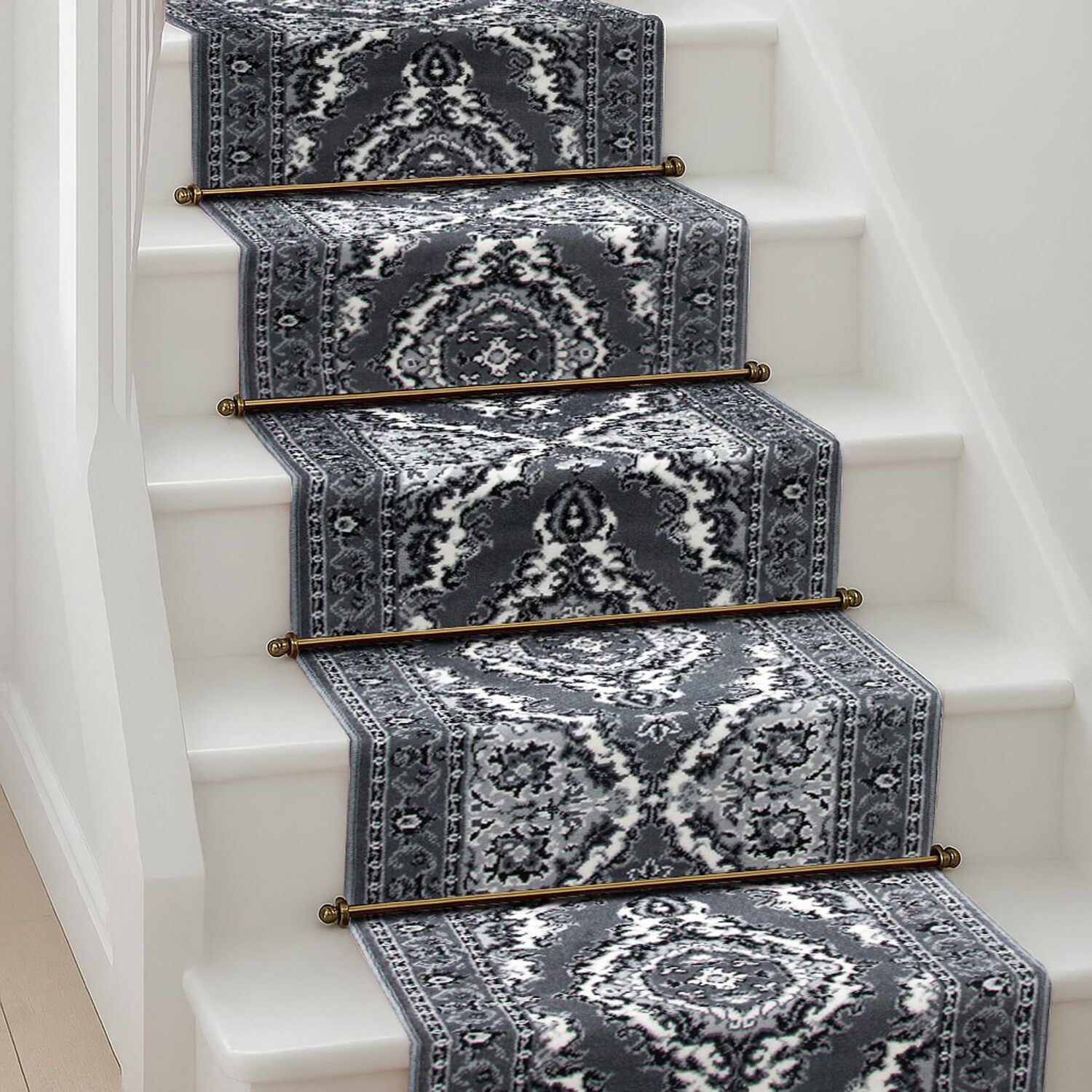 Bravich LTD Texas Medallion Traditional Hallway Runner Rug Non Slip Low Pile in Grey | Size: 60 cm x 300 cm
