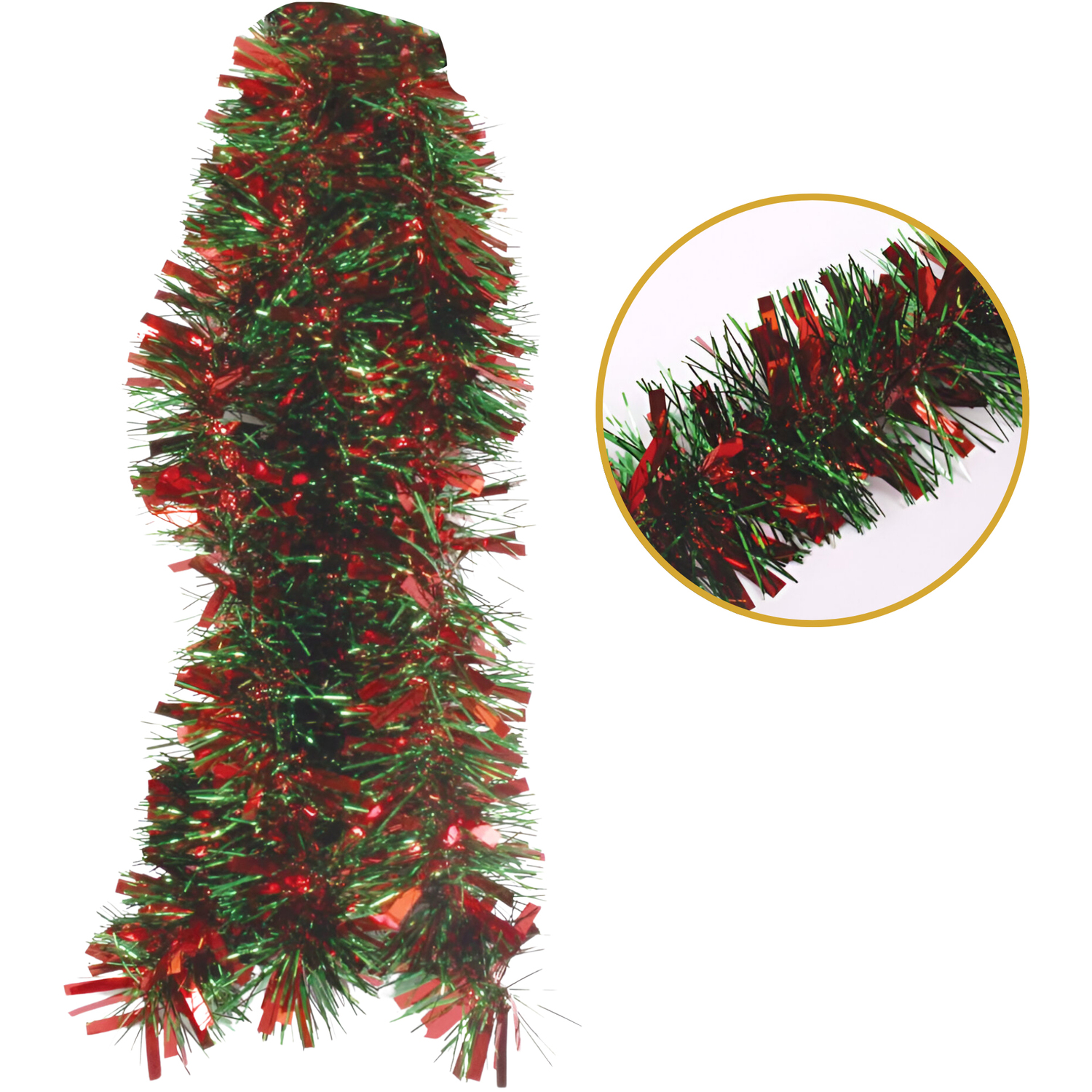 Parev Pack Of 6 2M Christmas Chunky Tinsel / Red & Green - Red - Image 3