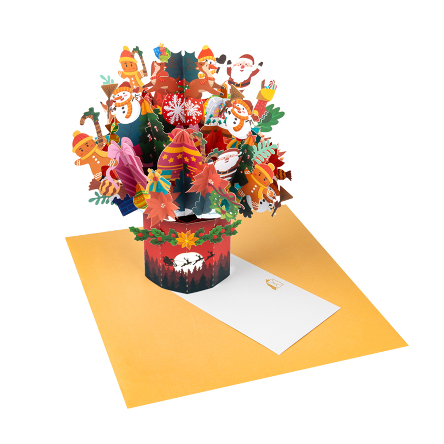 Brightfeel Joyful Gathering Merry & Bright 3D Pop Up Christmas Card - White