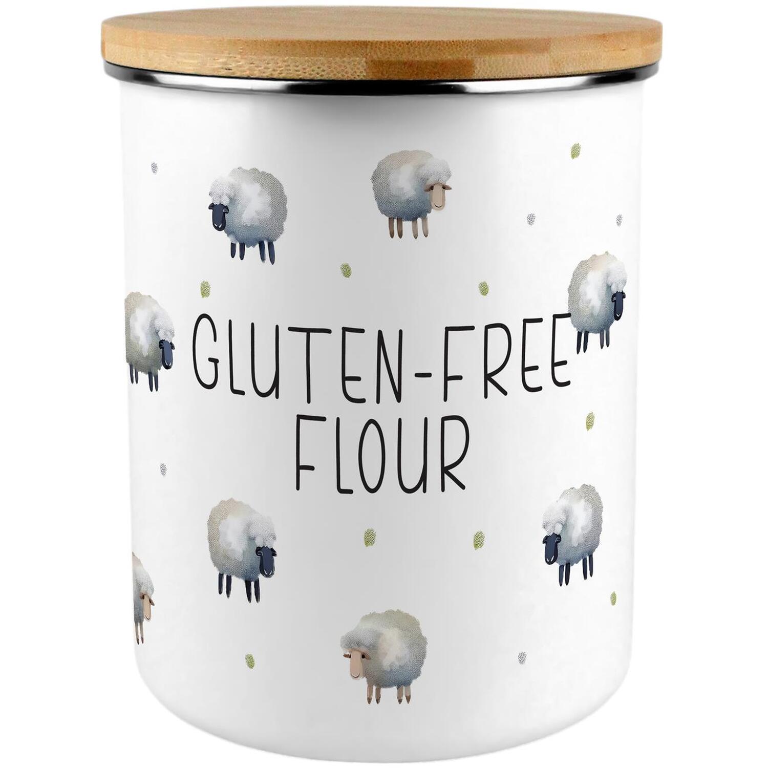 B&Q - Spring Sheep Gluten-Free Flour CanisterCountryside Farm Animals Large Enamel Kitchen Storage Container/gift For Home Baking - Image 2
