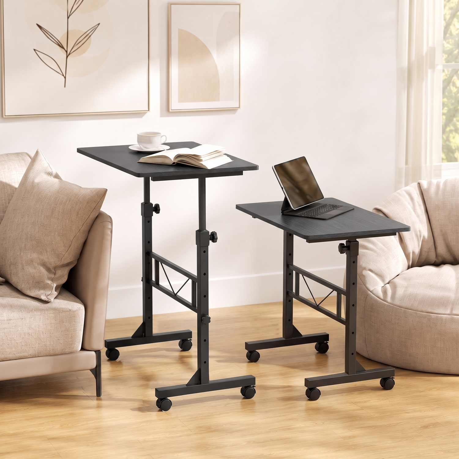 Homcom Black Overbed Table Adjustable Height With Steel Frame - Image 4