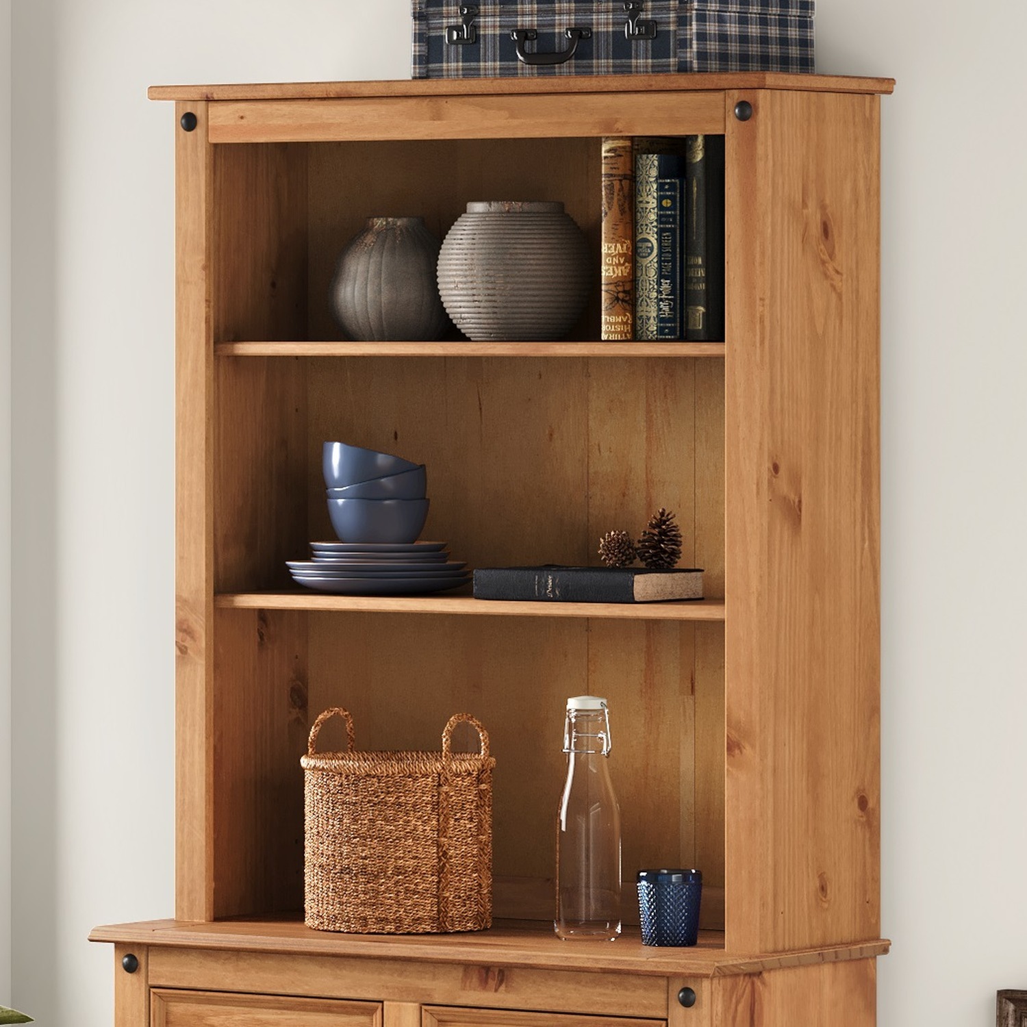 Mercers Furniture Corona Small Dresser Top Solid Wood Pine Wooden Sideboard Topper Open Display - Antique Wax
