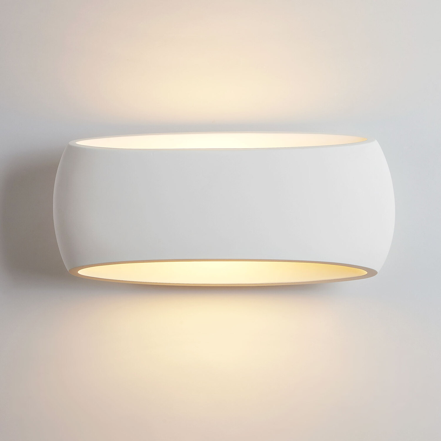 Harper Living Wall Lights, Indoor Wall Sconce Lights with White Oval Plaster Shade Fitting, Modern Wall Wash Lamp, 40W E27 ES, X-Large Wall Mounted Light for Bedroom, Living Room, Hallway-Length 38CM - Image 3