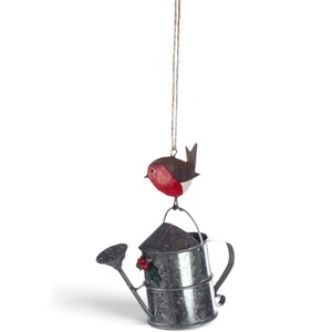 Shoeless Joe Robin on Watering Can Christmas Tree Decoration
