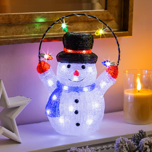 Christow Light Up Acrylic Snowman & String Lights
