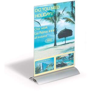 Acrylic Aluminium Display Stand Table Menu & Sign Holder - A4 - Clear