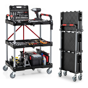 Costway 3-Tier Folding Utility Cart with Swivel Wheels