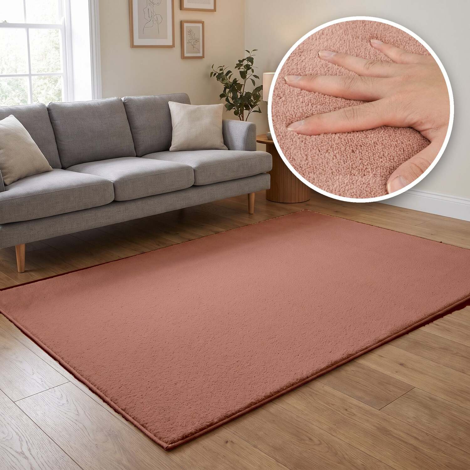 The Rugs Unisex Dark Pink Washmellow Washable Plain Rug Non Slip Low Pile Living Room In 120Cm X 160Cm Kids - Image 2