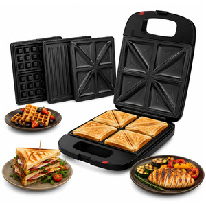 3-in-1 Toastie Maker 1200W Sandwich Waffle Grill Removable Plates
