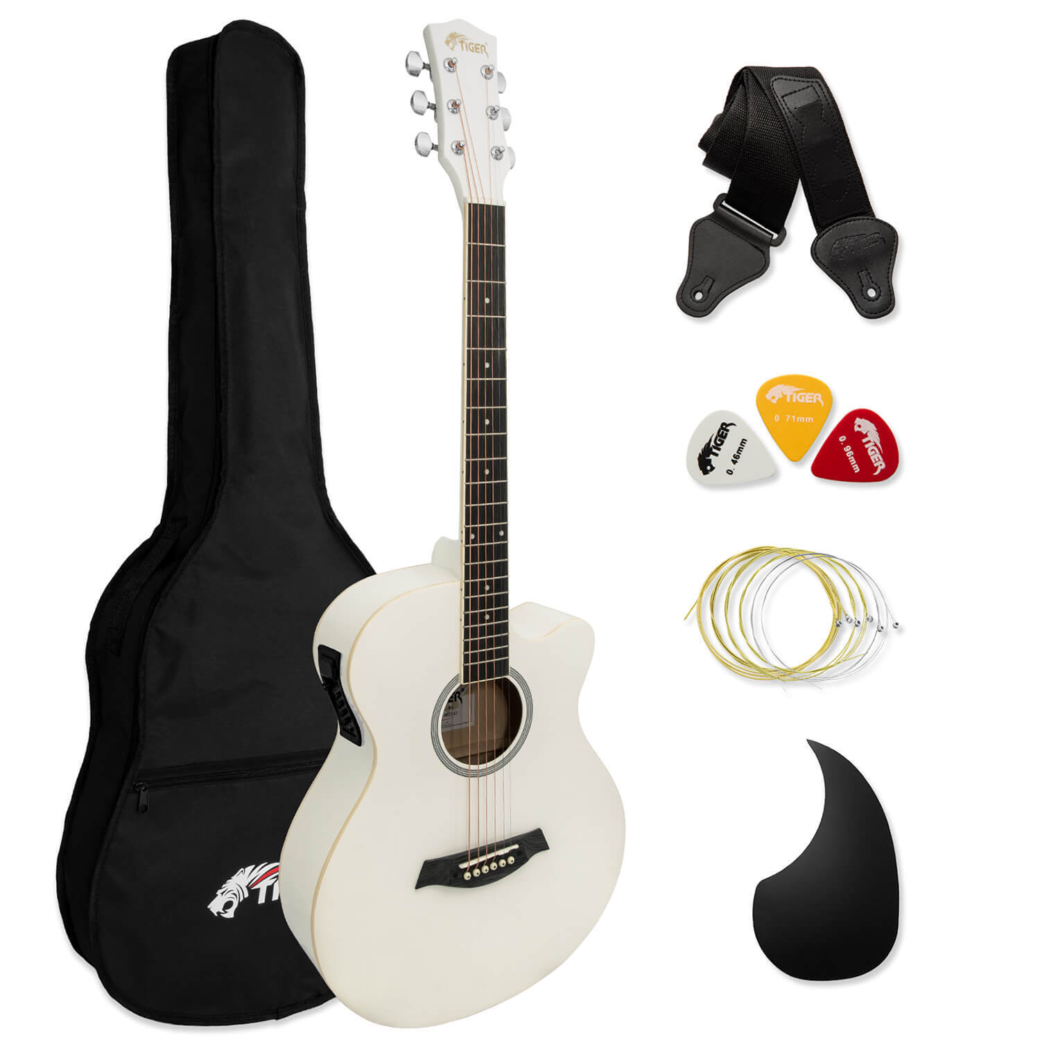 Tiger Music Electro Acoustic Guitar For Beginners D - White