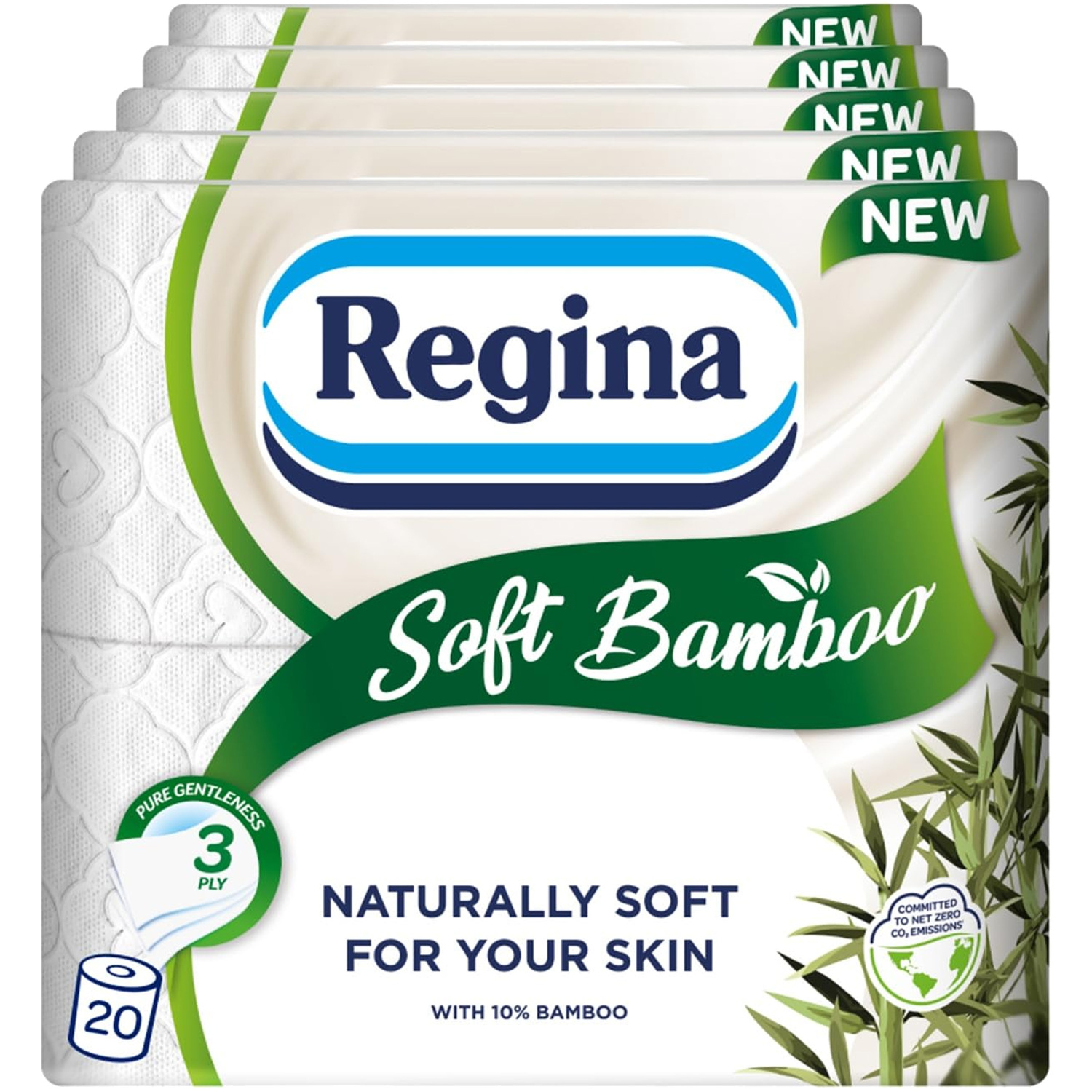Regina Soft Bamboo 3 Ply Toilet Tissue - White / 4