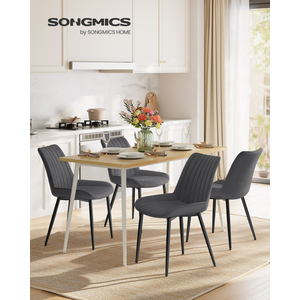 SONGMICS Dining Chairs Set of 2, Modern Velvet Upholstered Kitchen Chairs with Steel Legs