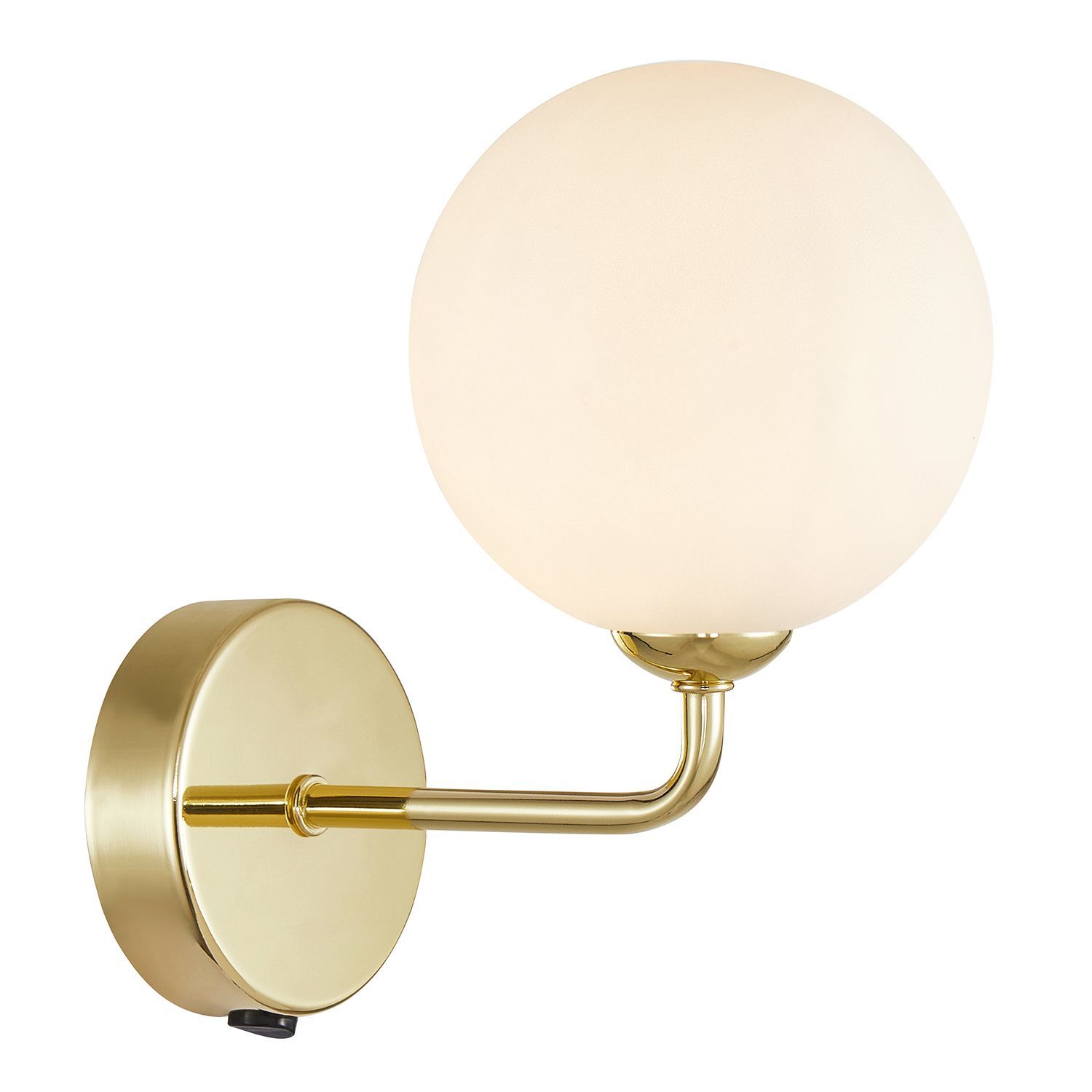 Happy Homewares Contemporary Chic Wall Light With Opal White Globe Glass Shade