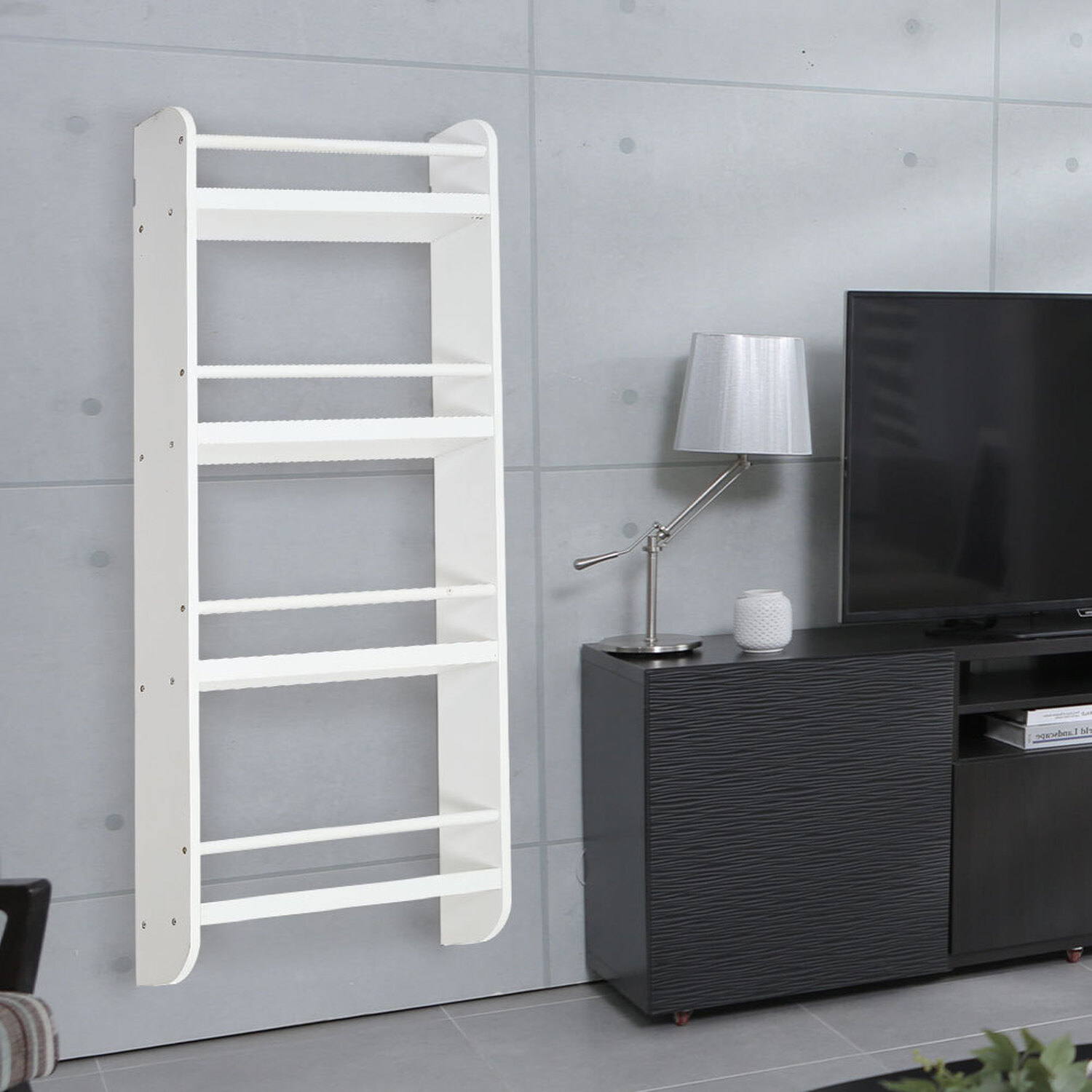 Dining Bar Table With 3 Storage Shelves - Black