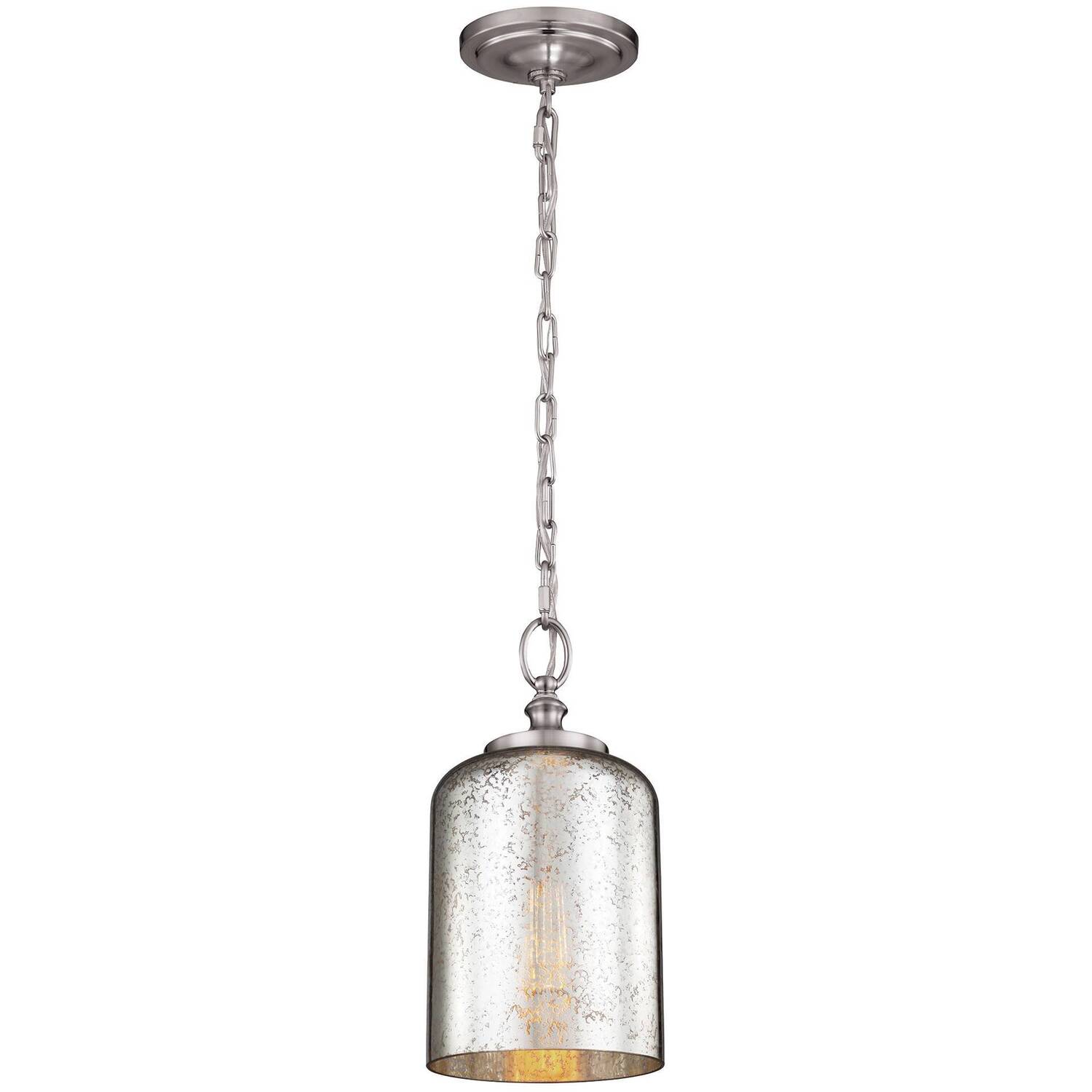 Hounslow 1 Light Ceiling Mini Pendant Brushed Steel, E27 - Brushed Steel