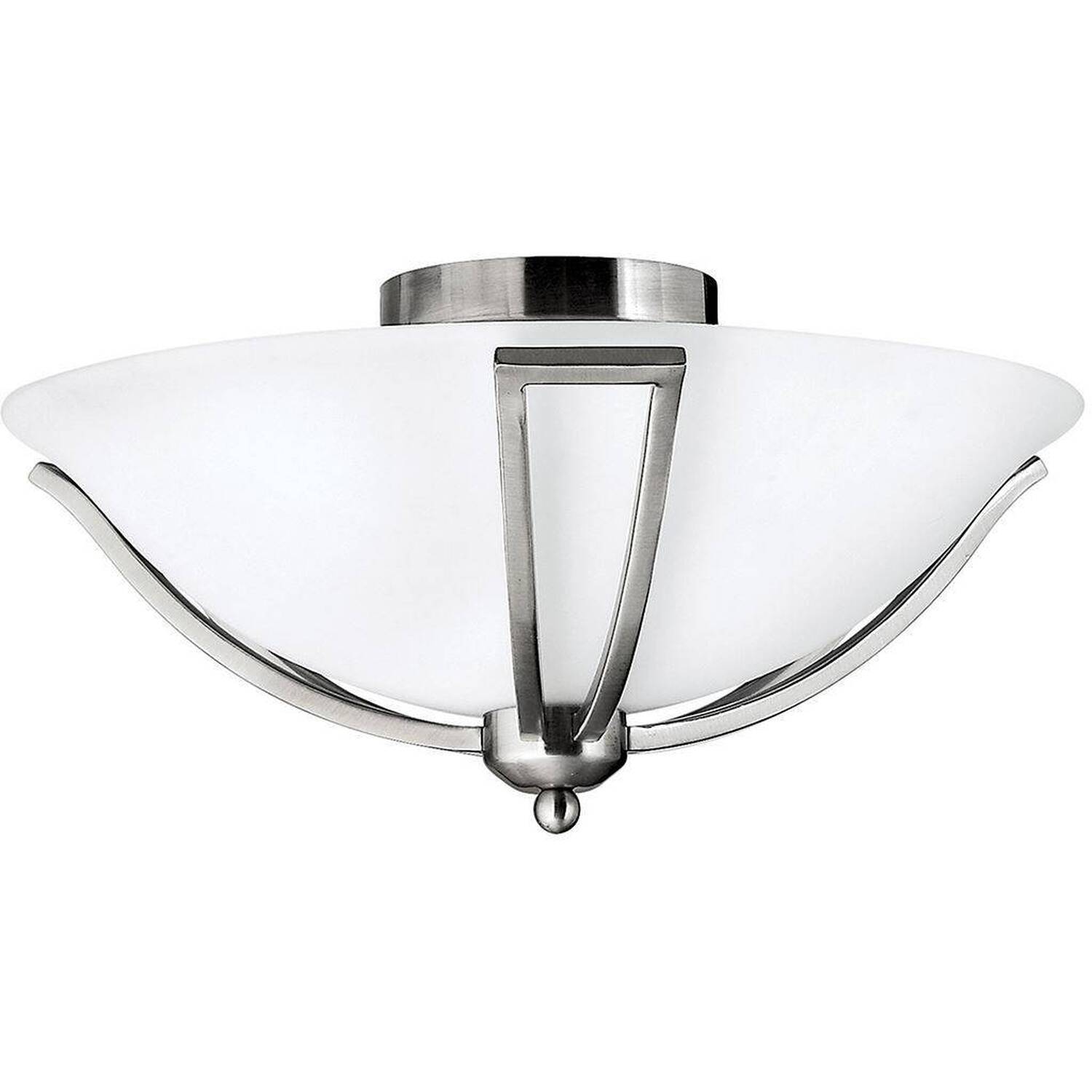 Bolla 2 Light Flush Ceiling Light Brushed Nickel, E27 - Brushed Nickel
