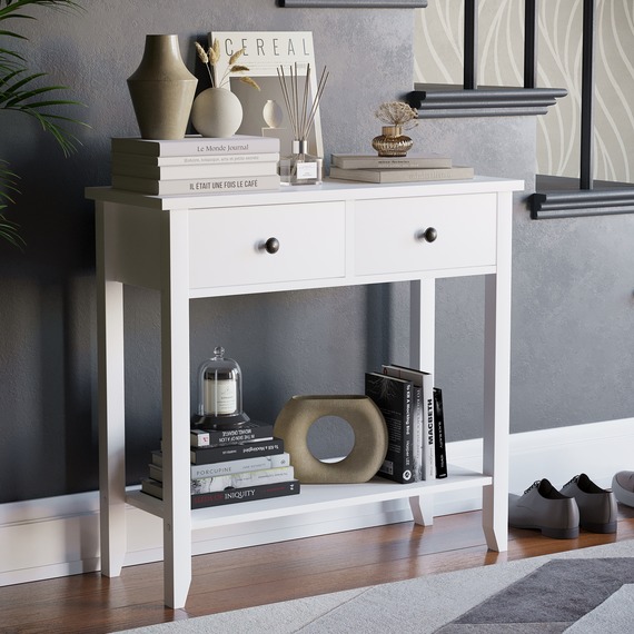 Windsor 2 Drawer Console Table White