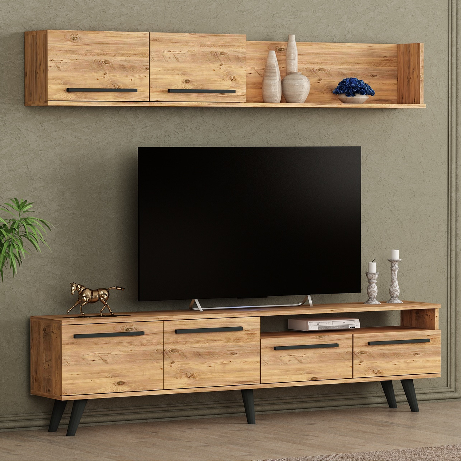 Tv Stand And Media Console Edina - Antique Pine