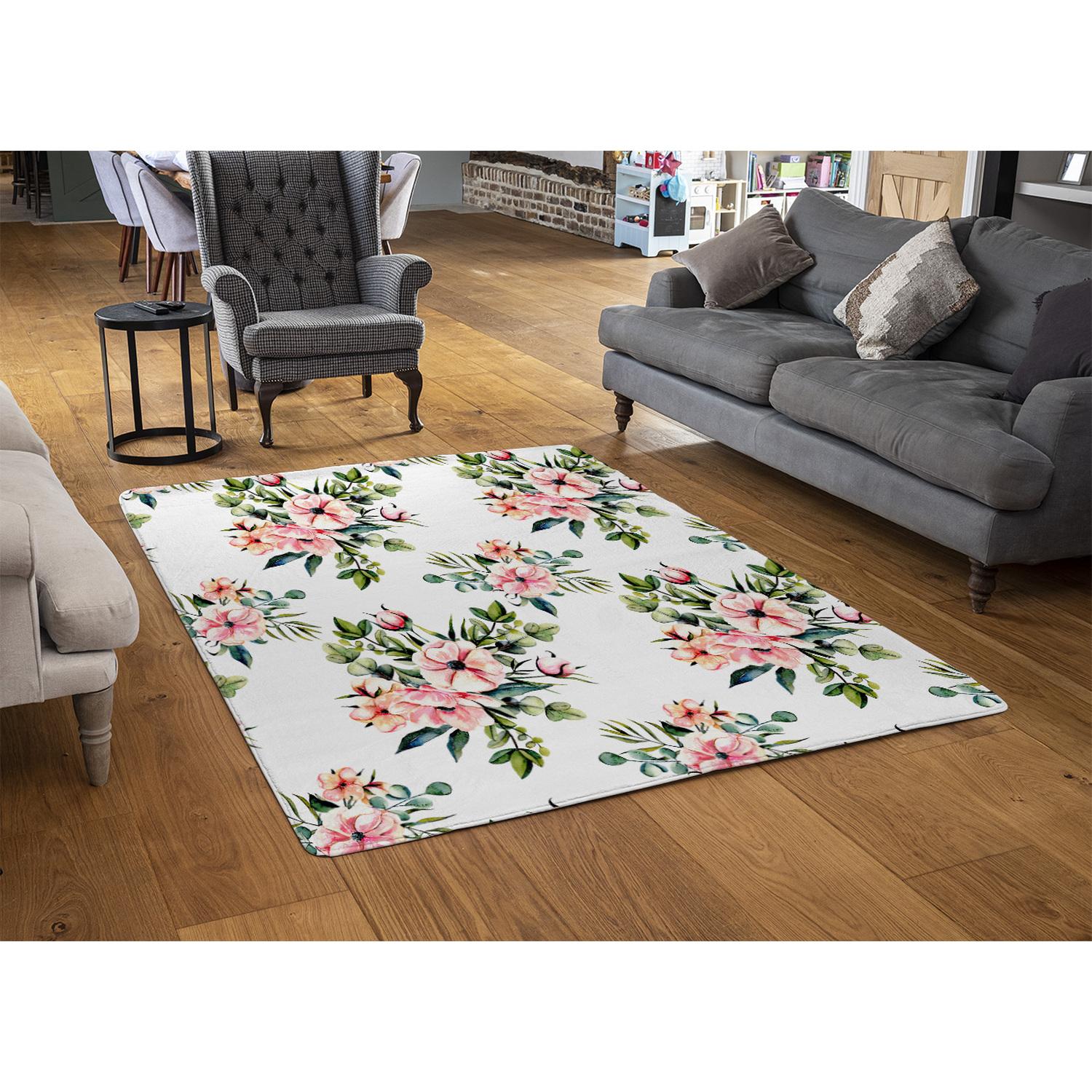 Watercolour Plants Rug - Green / 150cm thumbnail