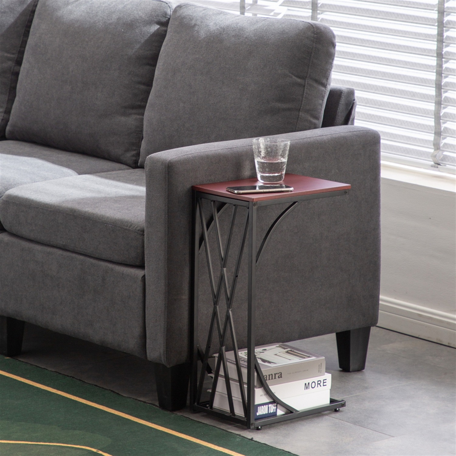 Iron C-Shaped Sofa End Side Table