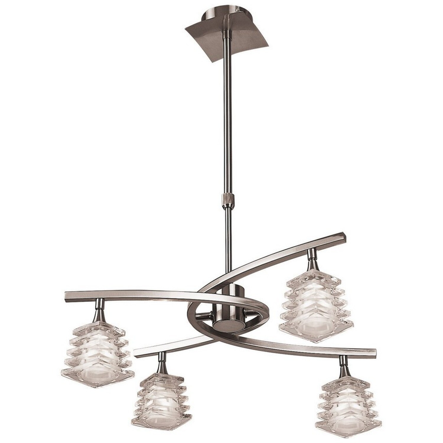 Keops Telescopic Ceiling Pendant Semi Flush Convertible G9, Satin Nickel - Satin Nickel