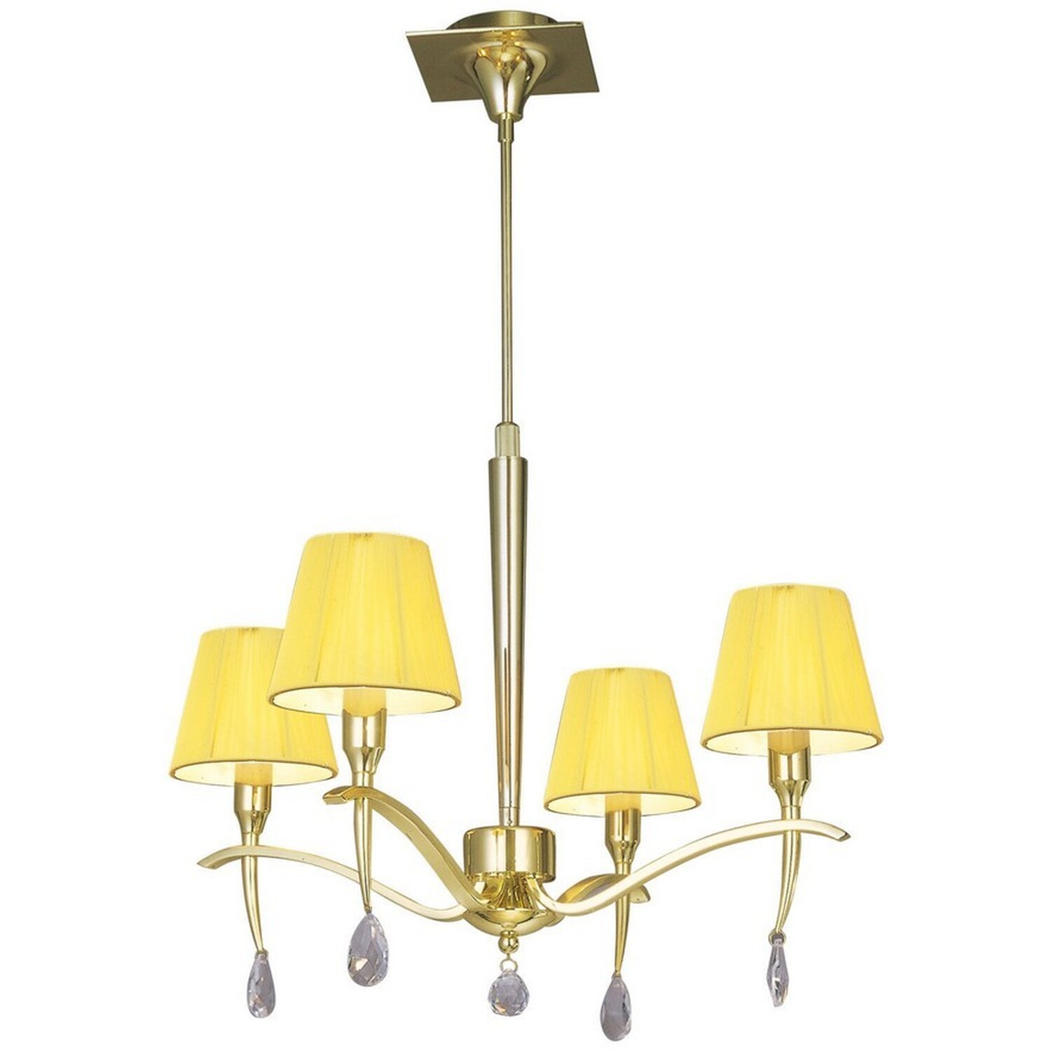 Siena Ceiling Pendant E14, Polished Brass, Amber Cream Shades, Crystal - Polished Brass / 55cm