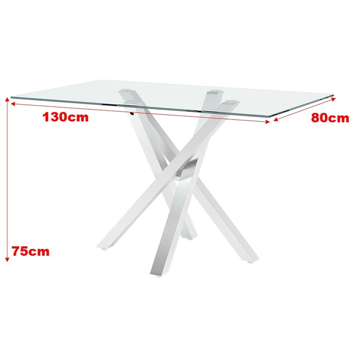 Clear Tempered Glass Rectangular Dining Coffee Table - Silvery
