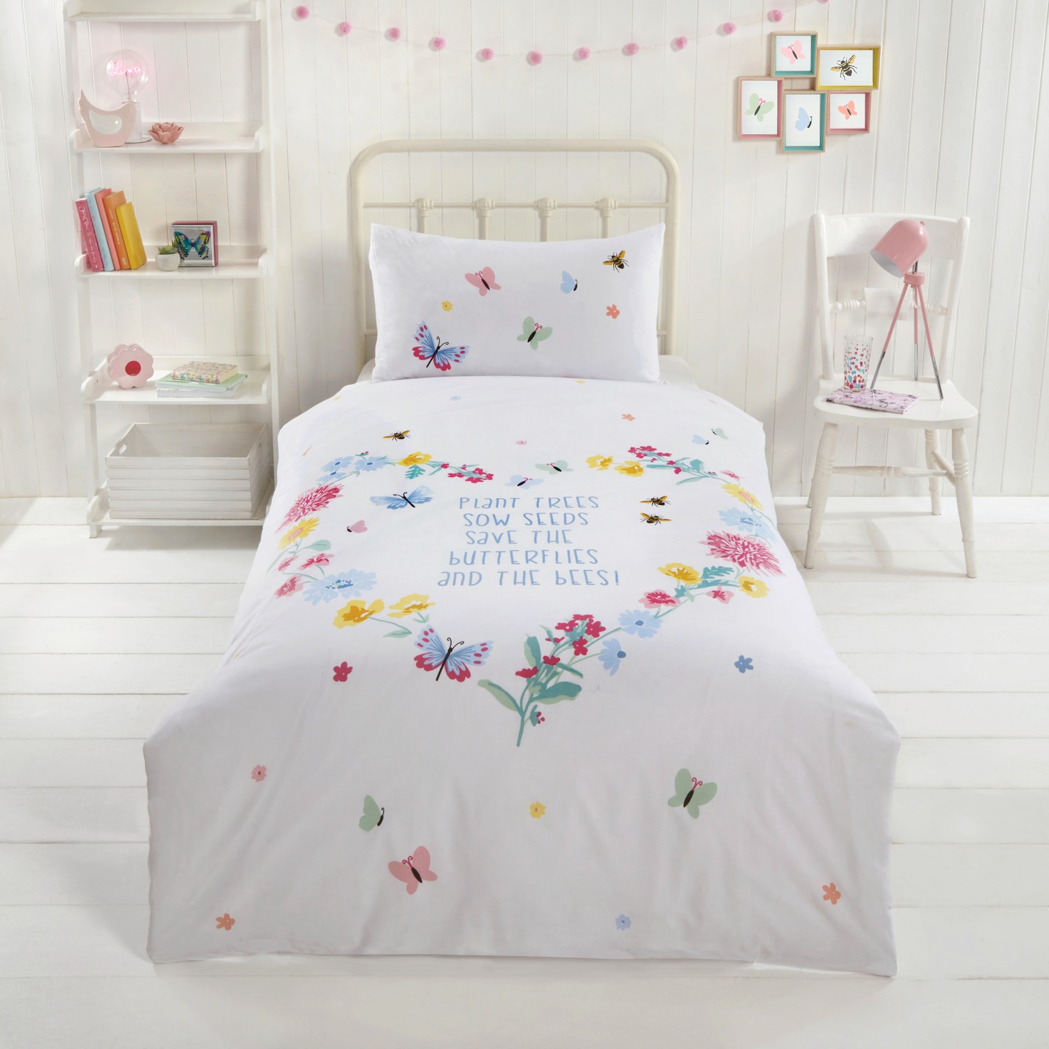 Ph Butterflies Bees Floral Duvet Set With Pillowcase - Multi Double