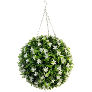 Best Artificial 38cm White Lily Hanging Basket Flower Topiary Ball