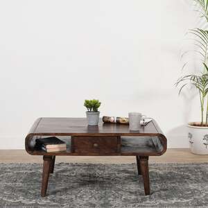 Franklin Dark Mango Wood Coffee Table with Drawer