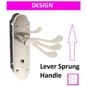 Epsom Satin Victorian Scroll Door Handle Pair – Shaped Back Plate – Stainless Steel – Haven Heritage 3120 SS