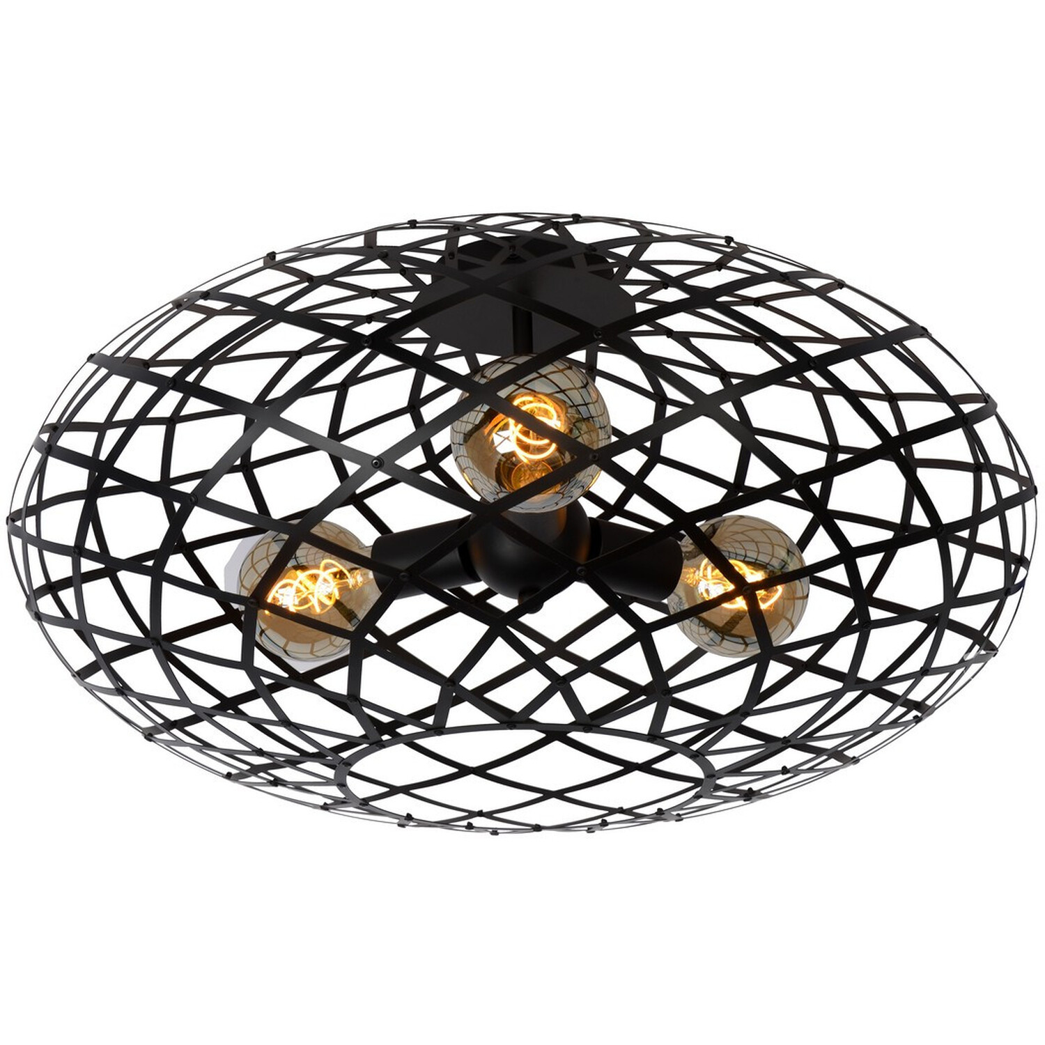 Wolfram Modern Flush Ceiling Light Black - Black / 65cm thumbnail
