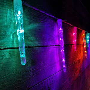 72 LED 24 Icicle Shape Christmas Chaser Lights in Rainbow