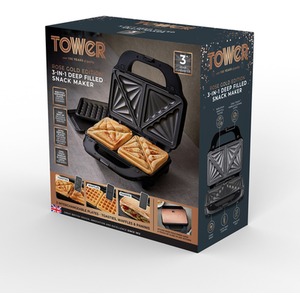 3 in 1 Deep Filled Sandwich Maker 900W Rose Gold