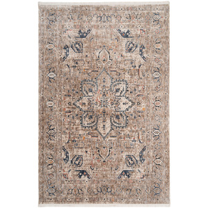 Beige Traditional Fringed Area Rug