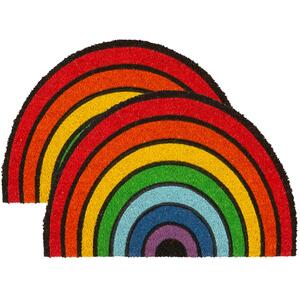 Nicola Spring Coir Half Moon Door Mats - 60 x 40cm - Rainbow - Pack of 2