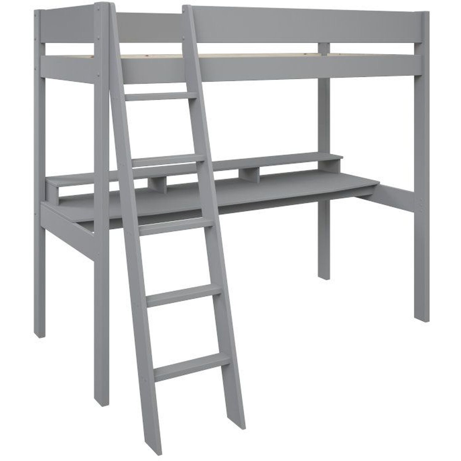 High Bed With Gaming Desk - Grey