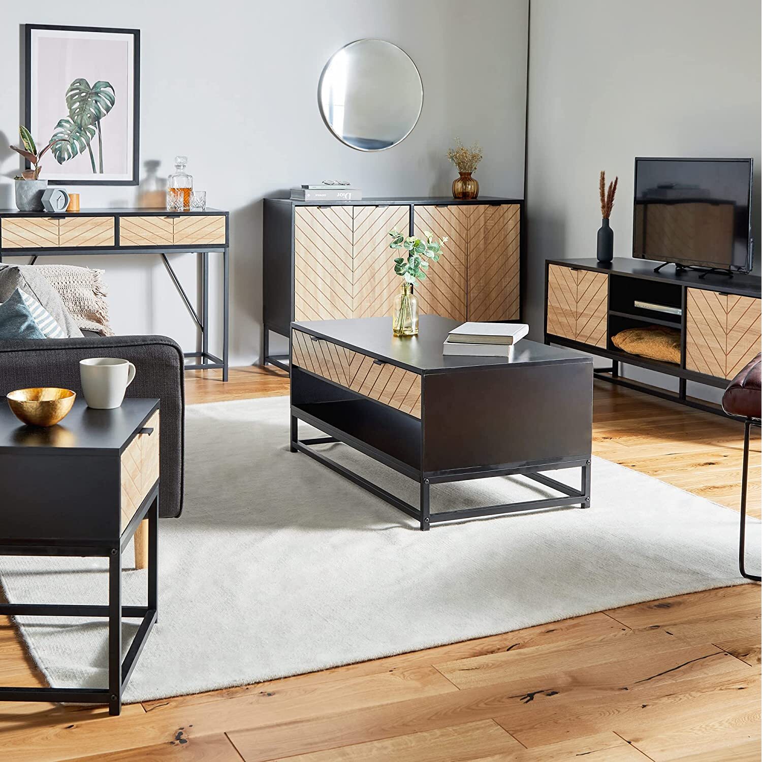Dalton Sideboard 4 Door With Internal Shelving - Black