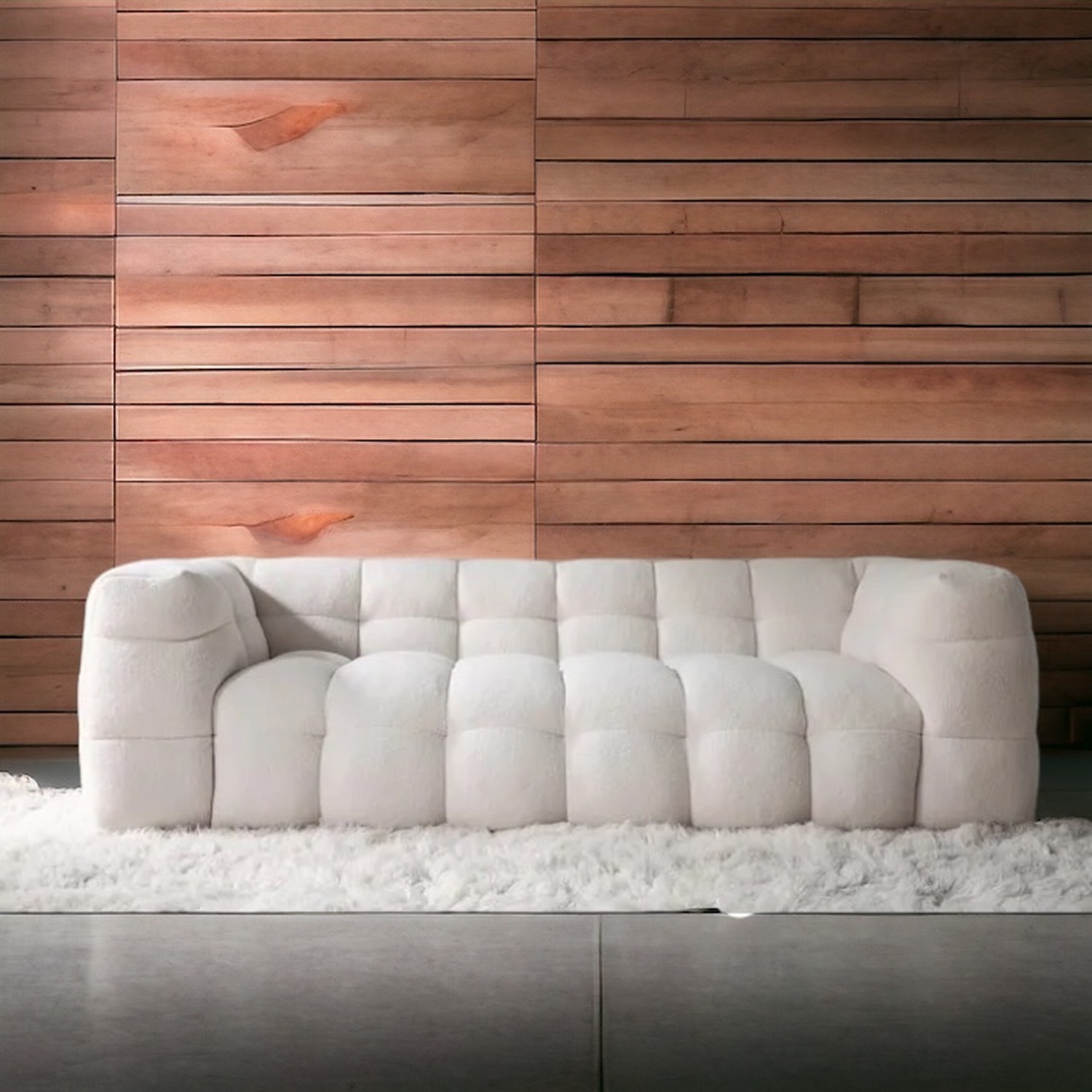 AX Living - Cloud Teddy Boucle Cube Sofa  - Ivory thumbnail