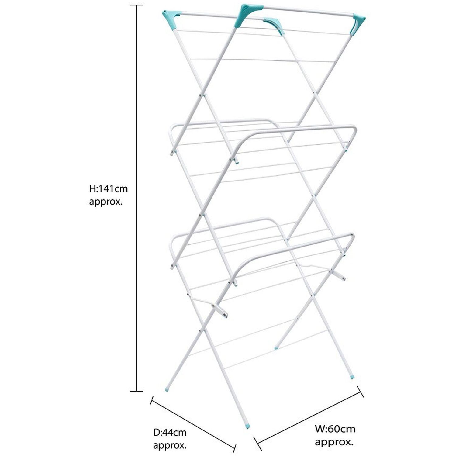 Foldable Line Drying Rack JVL 3 Tier Concertina Clothes Airer Folding Clothes Line Drying Laundry ...