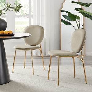 2x Ivy Upholstered Velvet Kitchen Dining Chair With Gold Legs
